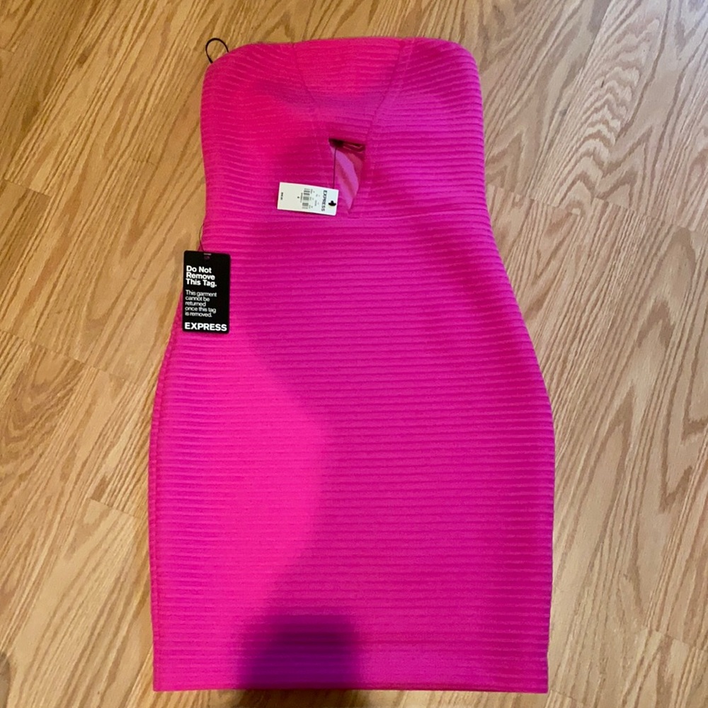Express Bright Pink Strapless Mini Dress Size 4